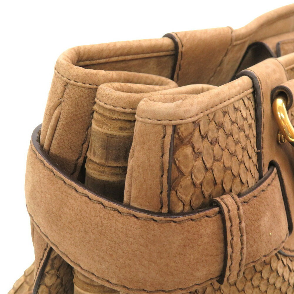 Gucci Gg Marmont Python Suede Tote Bag Brown - image 8